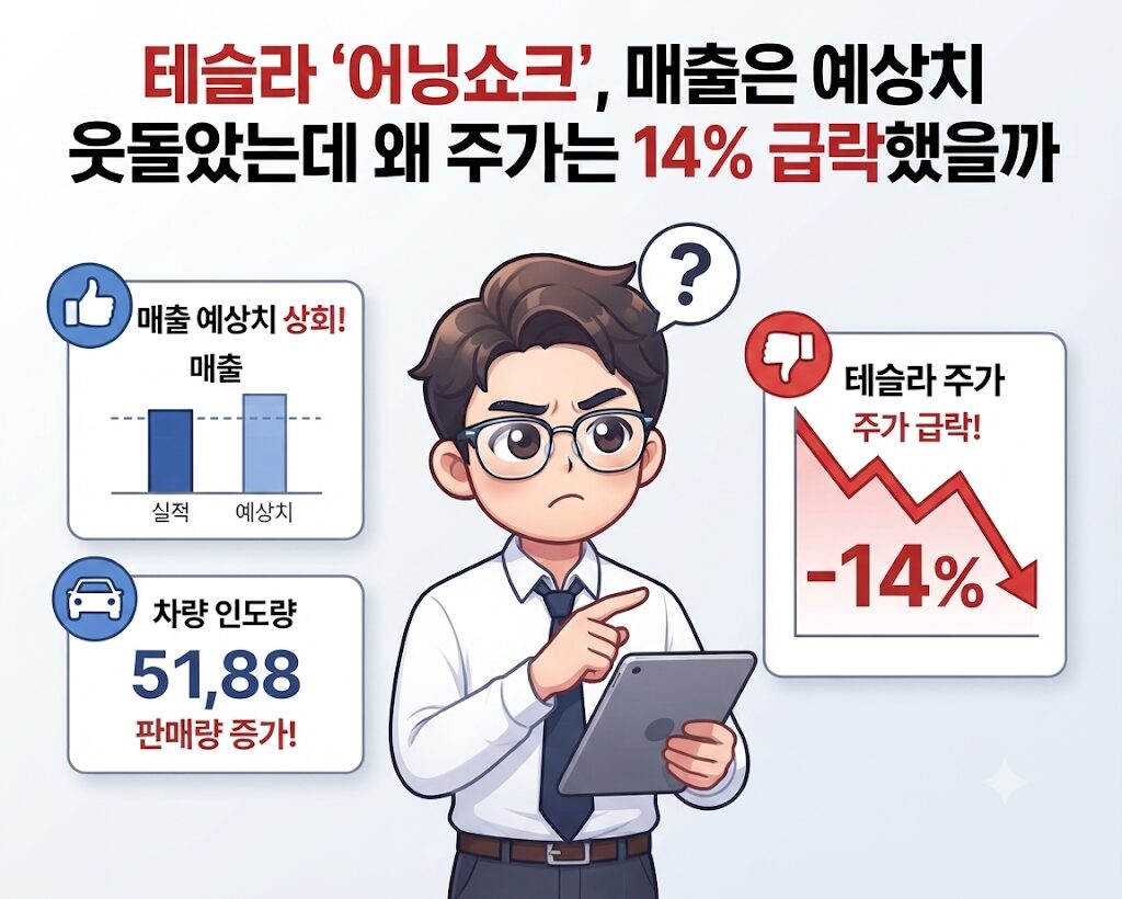 테슬라 '어닝쇼크', 매출은 예상치 웃돌았는데 왜 주가는 14% 급락했을까