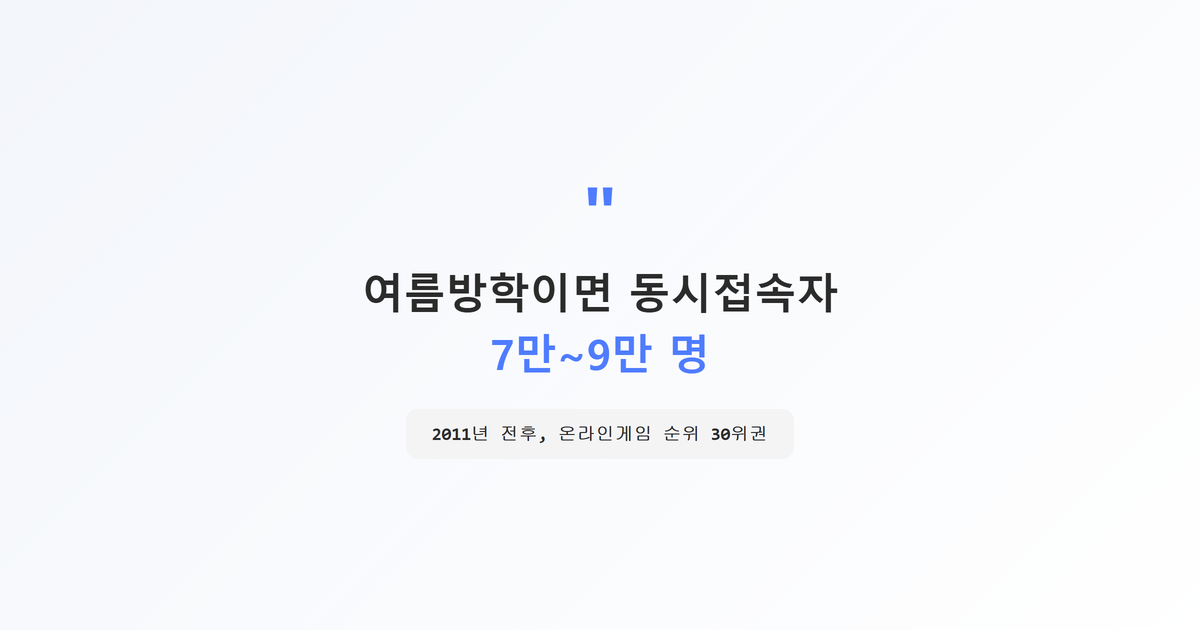 인용강조박스-여름방학 최고 동시접속자 7만에서 9만명